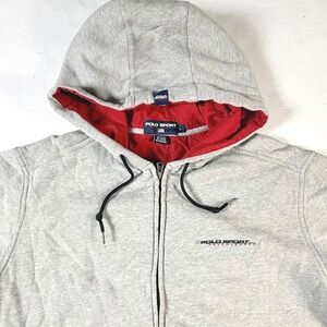 Polo Sport Ralph Lauren Men's Large Full Zip Hoodie Lined Logo Gray Jacket